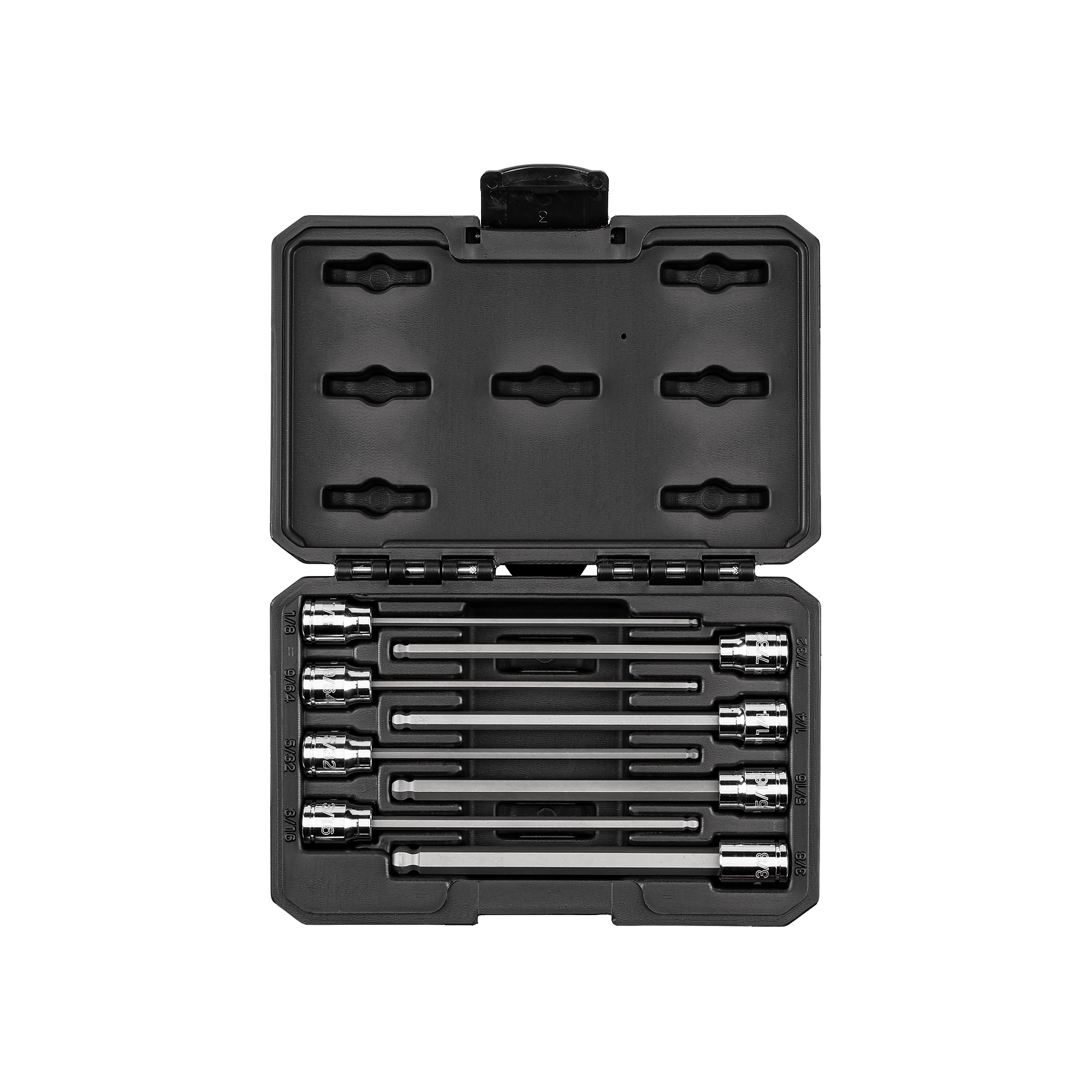 TEKTON 3/8 Inch Drive Long Ball End Hex Bit Socket Set with Case, 8-Piece (1/8 - 3/8 in.) | SHB91319